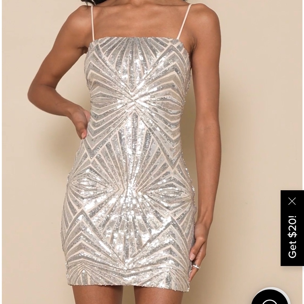 Lulus Lost In Your Eyes Silver Sequin Bodycon Mini Dress